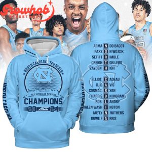 North Carolina Tar Heels 2024 ACC Champions Men Basketball Blue Hoodie Shirts