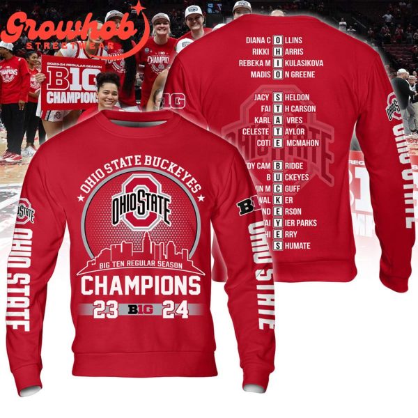 Ohio State Buckeyes Big 10 Regular Season Champions 2024 Hoodie Shirts Red