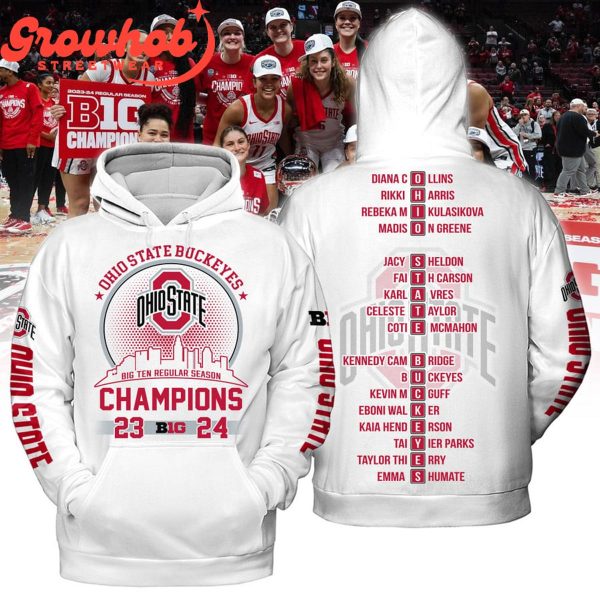 Ohio State Buckeyes Big 10 Regular Season Champions 2024 Hoodie Shirts White