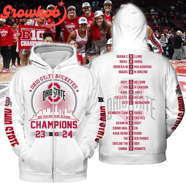 Ohio State Buckeyes Big 10 Regular Season Champions 2024 Hoodie Shirts White