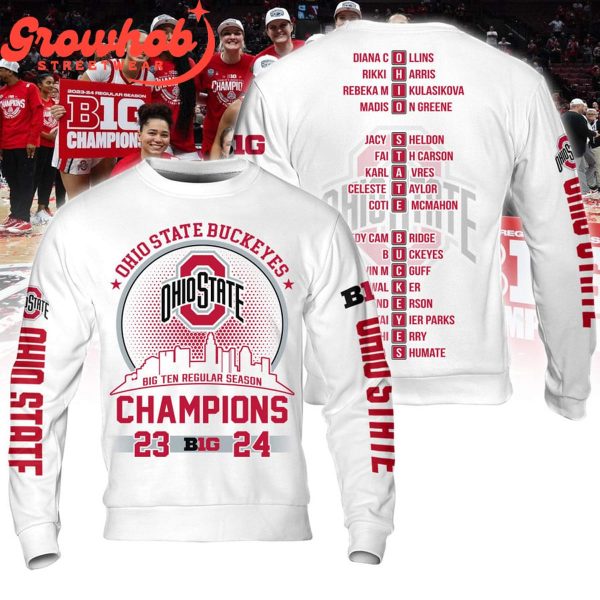 Ohio State Buckeyes Big 10 Regular Season Champions 2024 Hoodie Shirts White