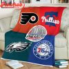 Philadelphia Proud Of Team Eagles Phillies 76ers Flyers Fleece Blanket Quilt