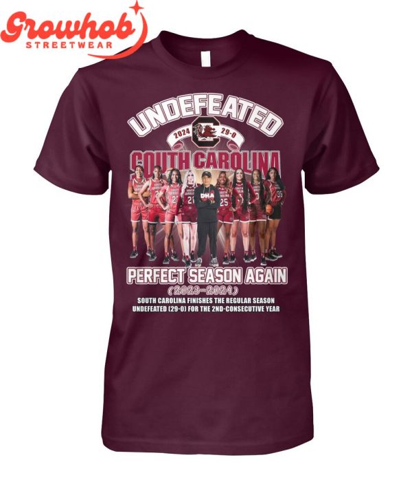 Undefeated Team South Carolina Gamecocks 2024 Perfect Basketball Season Again T-Shirt